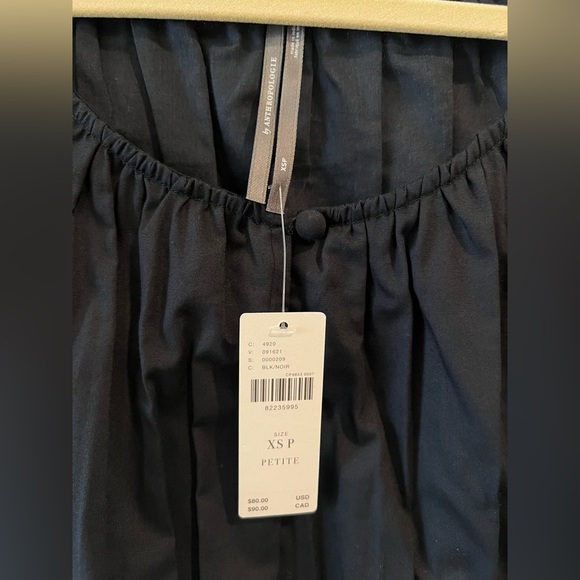 By Anthropologie Short-Sleeve Peasant Blouse XSP- black - Picture 6 of 6